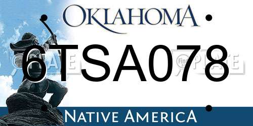 6TSA078 Oklahoma License Plate