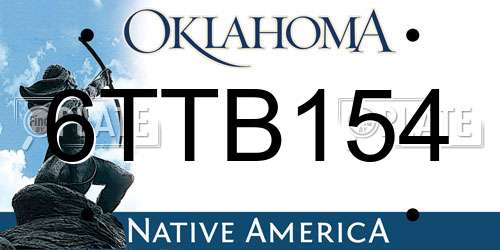 6TTB154 Oklahoma License Plate