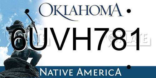 6UVH781 Oklahoma License Plate