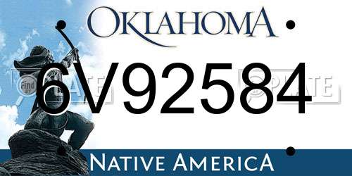 6V92584 Oklahoma License Plate