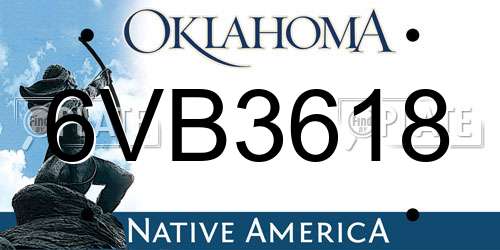 6VB3618 Oklahoma License Plate