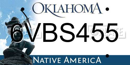 6VBS455 Oklahoma License Plate