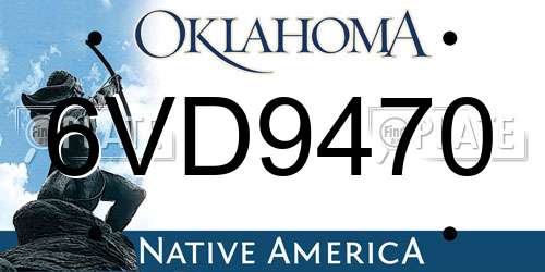 6VD9470 Oklahoma License Plate