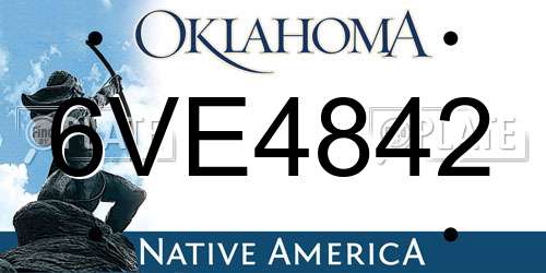 6VE4842 Oklahoma License Plate