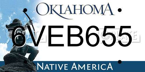 6VEB655 Oklahoma License Plate