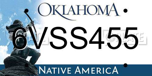 6VSS455 Oklahoma License Plate