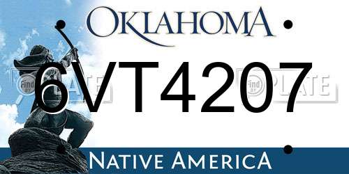 6VT4207 Oklahoma License Plate