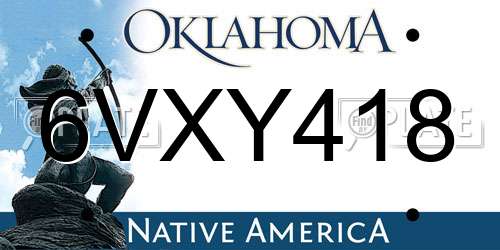 6VXY418 Oklahoma License Plate