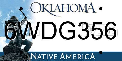 6WDG356 Oklahoma License Plate