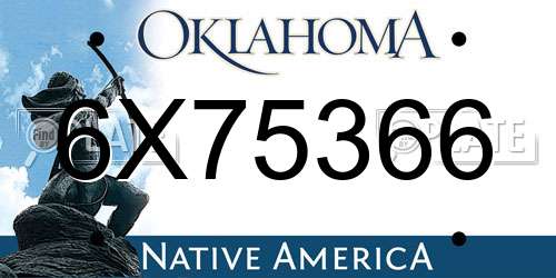 6X75366 Oklahoma License Plate