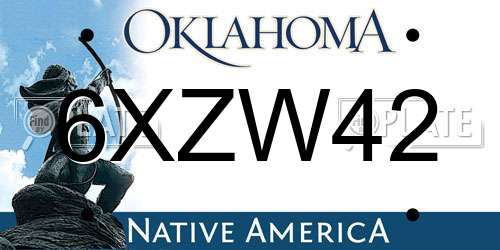 6XZW42 Oklahoma License Plate