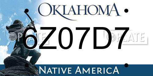 6Z07D7 Oklahoma License Plate