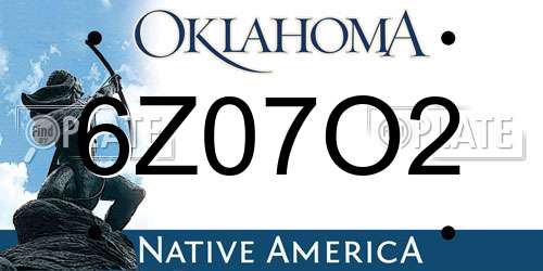 6Z07O2 Oklahoma License Plate