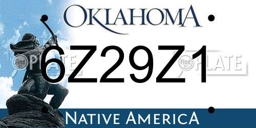 6Z29Z1 Oklahoma License Plate