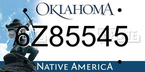 6Z85545 Oklahoma License Plate