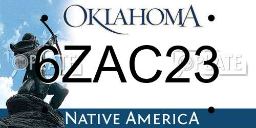 6ZAC23 Oklahoma License Plate