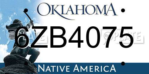 6ZB4075 Oklahoma License Plate