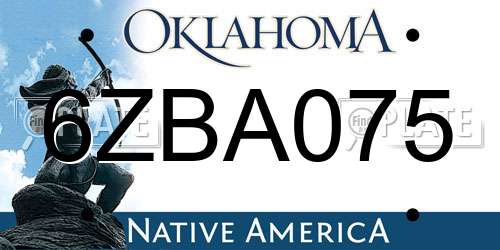6ZBA075 Oklahoma License Plate