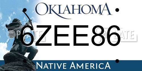 6ZEE86 Oklahoma License Plate