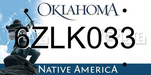 6ZLK033 Oklahoma License Plate