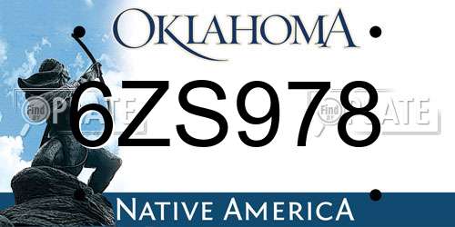 6ZS978 Oklahoma License Plate