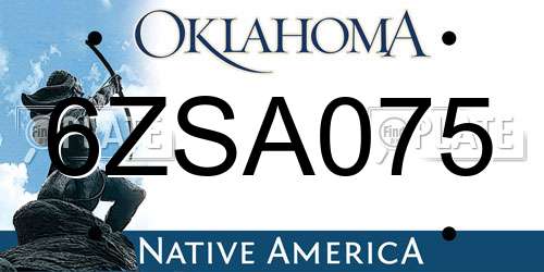 6ZSA075 Oklahoma License Plate