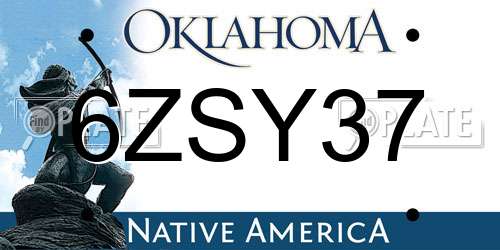 6ZSY37 Oklahoma License Plate