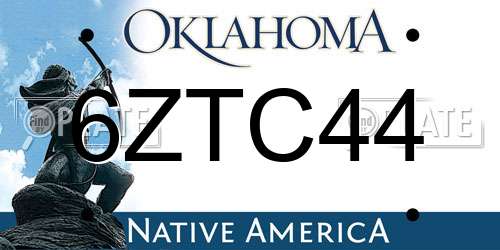 6ZTC44 Oklahoma License Plate
