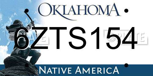 6ZTS154 Oklahoma License Plate