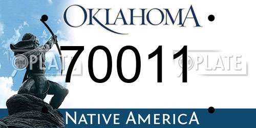 70011 Oklahoma License Plate