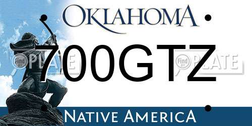 700GTZ Oklahoma License Plate