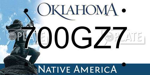 700GZ7 Oklahoma License Plate