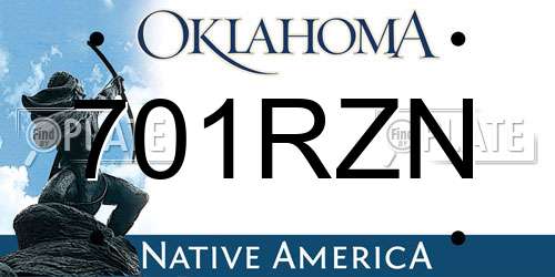 701RZN Oklahoma License Plate