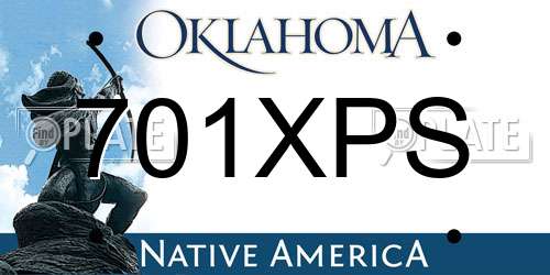 701XPS Oklahoma License Plate