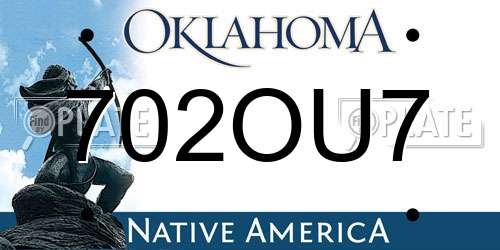 702OU7 Oklahoma License Plate