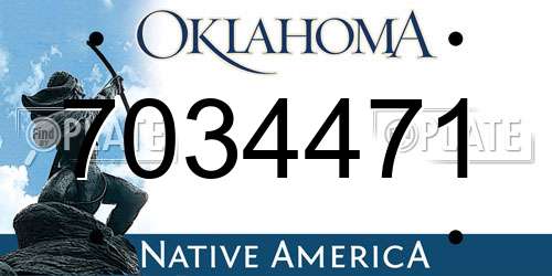 7034471 Oklahoma License Plate