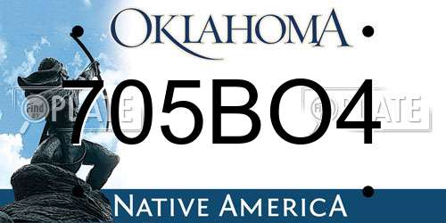 705BO4 Oklahoma License Plate