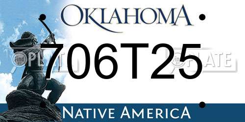 706T25 Oklahoma License Plate