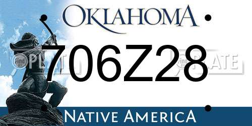 706Z28 Oklahoma License Plate