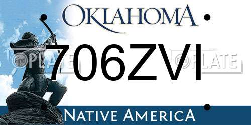 706ZVI Oklahoma License Plate