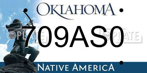 709AS0 Oklahoma License Plate