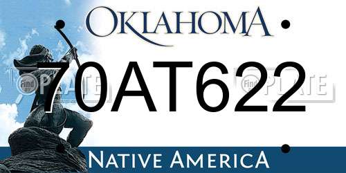 70AT622 Oklahoma License Plate