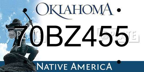 70BZ455 Oklahoma License Plate