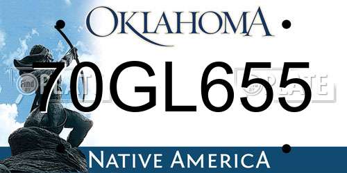 70GL655 Oklahoma License Plate