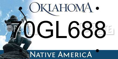 70GL688 Oklahoma License Plate