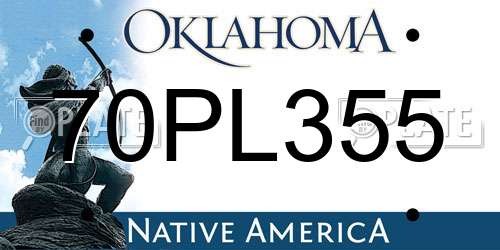 70PL355 Oklahoma License Plate