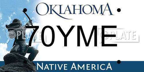 70YME Oklahoma License Plate