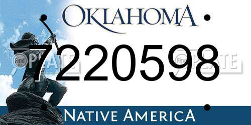7220598 Oklahoma License Plate