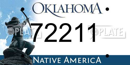 72211 Oklahoma License Plate