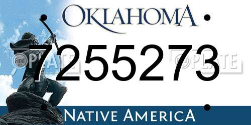 7255273 Oklahoma License Plate